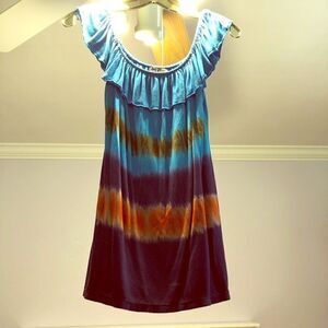 Wet Seal tie dye ruffle neckline halter top